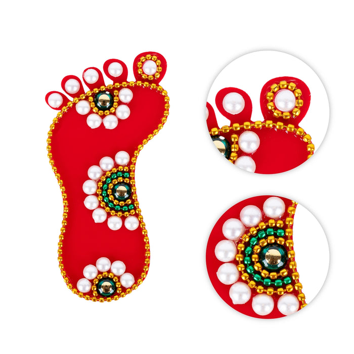 Krishna Padam Pair - 4 x 2 Inches | Lakshmi Charan Paduka/ Acrylic Krishnar Padam for Decoration - Pooja Box & Paduka