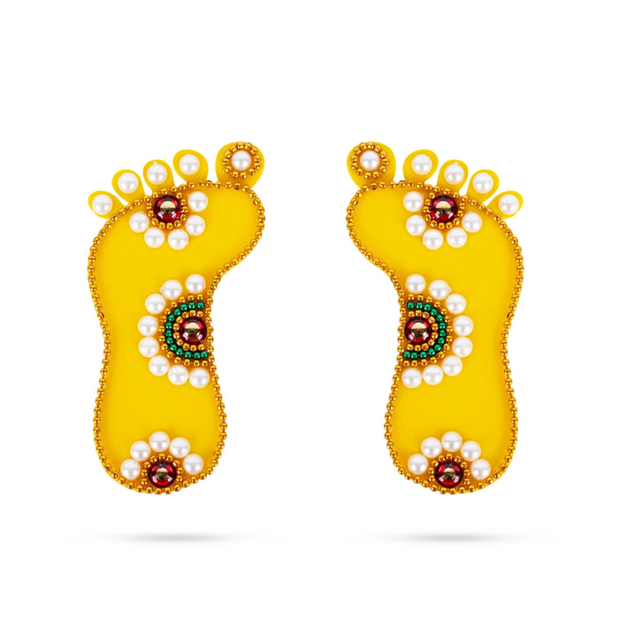 Krishna Padam Pair - 4 x 2 Inches | Lakshmi Charan Paduka/ Acrylic Krishnar Padam for Decoration - Pooja Box & Paduka