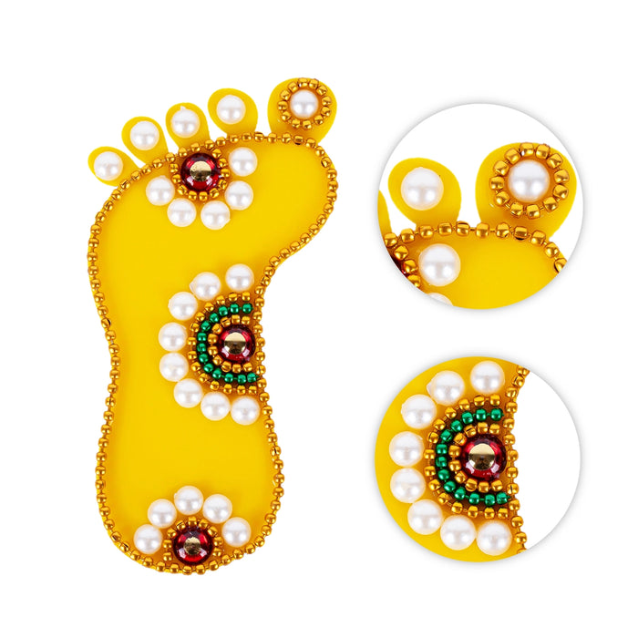 Krishna Padam Pair - 4 x 2 Inches | Lakshmi Charan Paduka/ Acrylic Krishnar Padam for Decoration - Pooja Box & Paduka