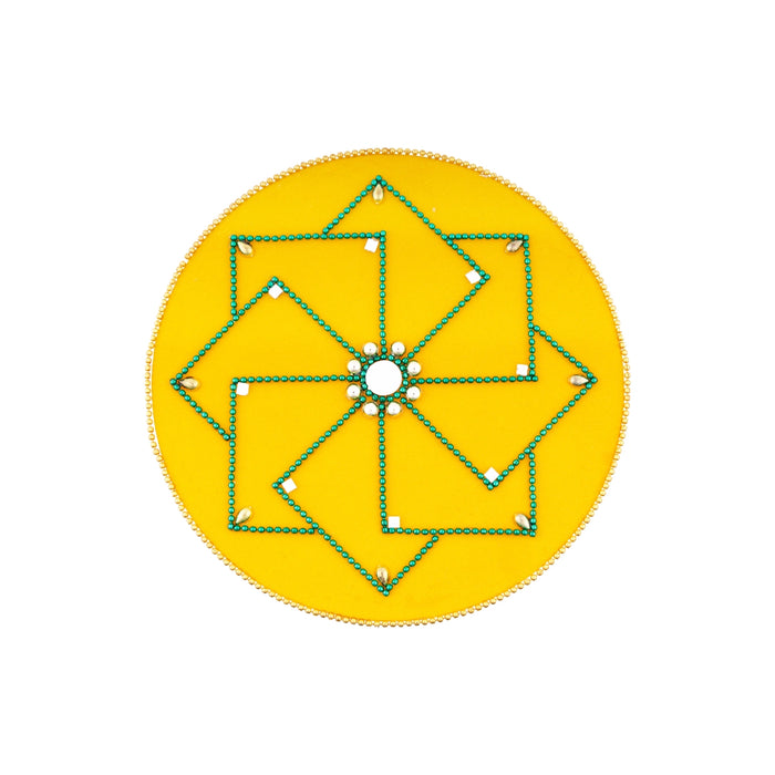 Kolam Sticker - 6.5 Inches | Velvet Round Muggulu Sticker/ Ready Made Rangoli Sticker for Home Decor
