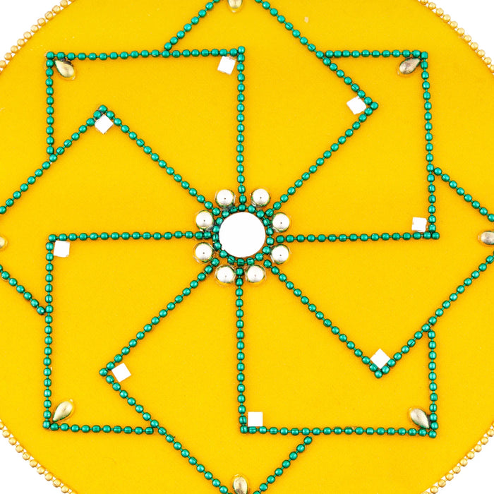 Kolam Sticker - 6.5 Inches | Velvet Round Muggulu Sticker/ Ready Made Rangoli Sticker for Home Decor
