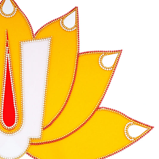Velvet Rangoli Sticker - 9 x 15 Inches | Lotus Namam & Stone Design Kolam Sticker/ Muggulu Sticker for Home - Kolam & Rangoli