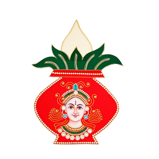 Rangoli Design - 15 x 11 Inches | Velvet Kolam Sticker/ Kalasa Amman Design Muggu Sticker for Pooja Decor - Kolam & Rangoli
