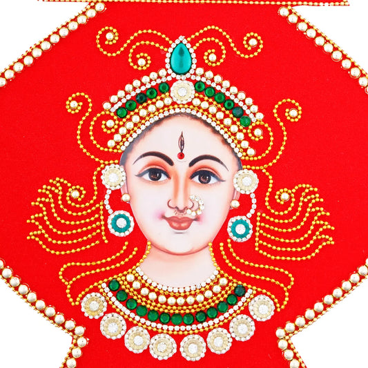 Rangoli Design - 15 x 11 Inches | Velvet Kolam Sticker/ Kalasa Amman Design Muggu Sticker for Pooja Decor - Kolam & Rangoli