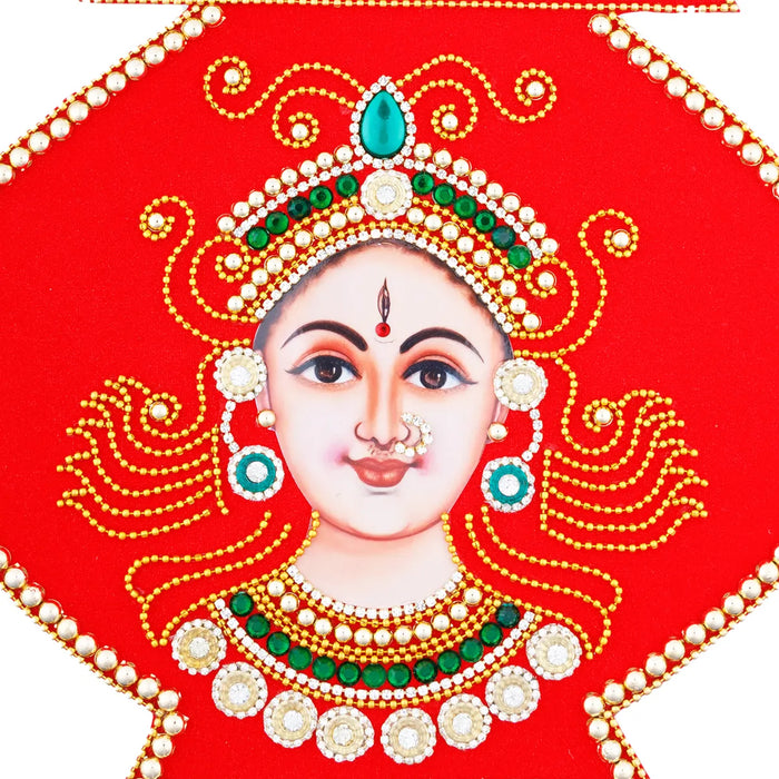 Rangoli Design - 15 x 11 Inches | Velvet Kolam Sticker/ Kalasa Amman Design Muggu Sticker for Pooja Decor - Kolam & Rangoli