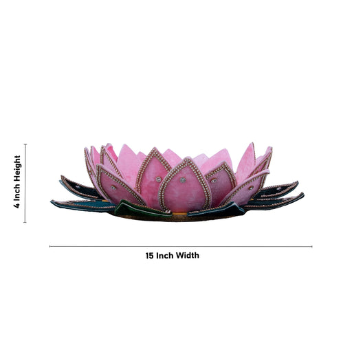 Artificial Flower Deity Stand - 4 x 15 Inches | Velvet & Lotus Design Pooja Aasan/ Decorative Lotus Peedam for Deity - Deity Accessories