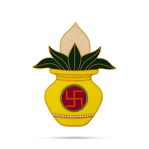 Velvet Rangoli Design- 10 X 8 Inches | Swastik &Kalash Design Rangoli Kolam Design/ Muggu Design For Pooja Room - Kolam & Rangoli