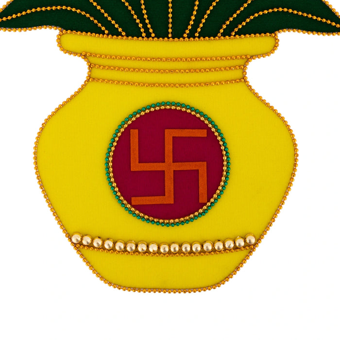 Velvet Rangoli Design- 10 X 8 Inches | Swastik &Kalash Design Rangoli Kolam Design/ Muggu Design For Pooja Room - Kolam & Rangoli