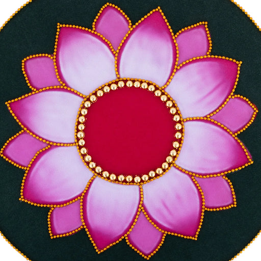 Velvet Rangoli Design - 10 Inches Dia | Lotus Design Rangoli Kolam Design/ Muggu Design For Pooja Room - Kolam & Rangoli