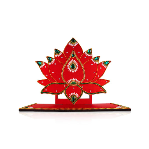Lotus Design Diya Stand With Base- 10 X 11 Inches | Wooden Stand/ Decorated Lamp Stand/ Deepam Stand For Lighting - Lamp Stands & Accessories