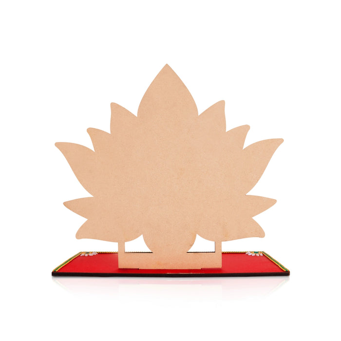 Lotus Design Diya Stand With Base- 10 X 11 Inches | Wooden Stand/ Decorated Lamp Stand/ Deepam Stand For Lighting - Lamp Stands & Accessories