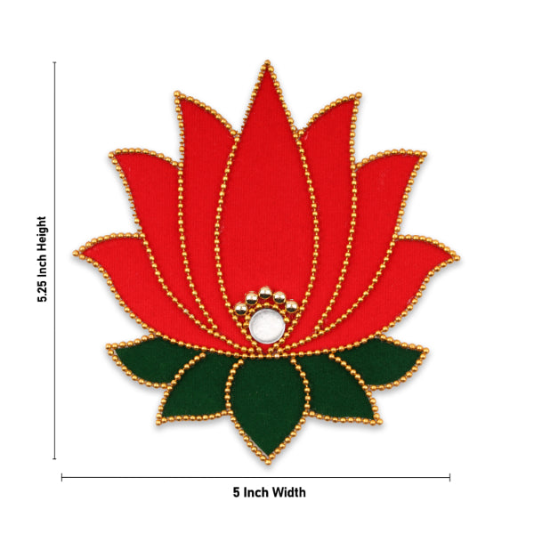 Muggulu Sticker  - 5.25 x 5  Inches |  Kolam Sticker/ Velvet Lotus Rangoli Sticker for Floor