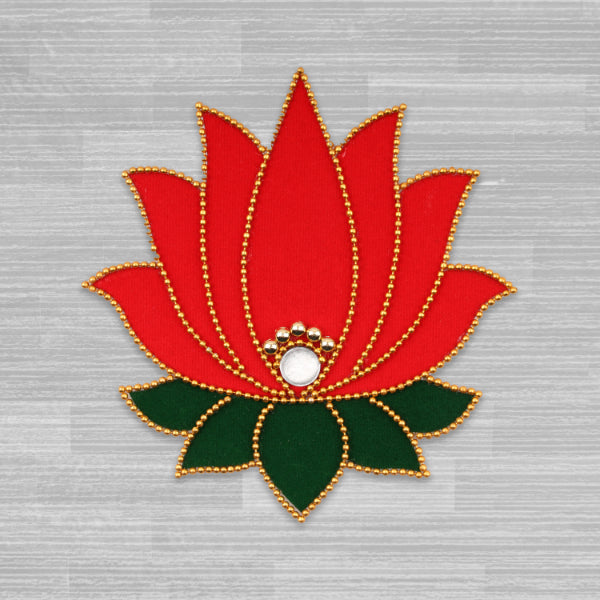 Muggulu Sticker  - 5.25 x 5  Inches |  Kolam Sticker/ Velvet Lotus Rangoli Sticker for Floor