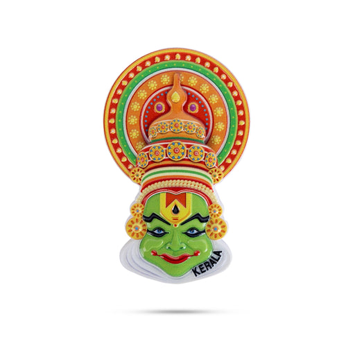 Kathakali Head Fridge Magnet - 3.5 X 2 Inches | Kathakali Face Picture Magnet/ Photo Magnet For Home Decor - Fridge Magnet