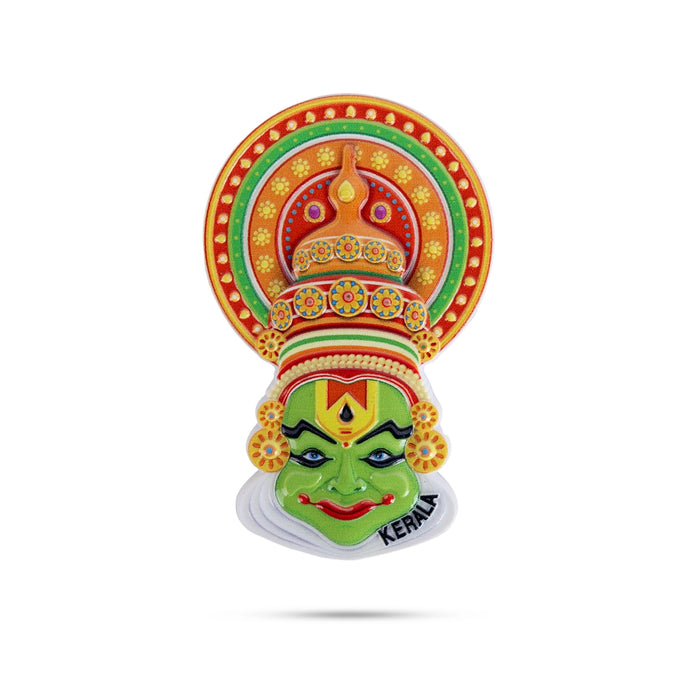 Kathakali Head Fridge Magnet - 3.5 X 2 Inches | Kathakali Face Picture Magnet/ Photo Magnet For Home Decor - Fridge Magnet