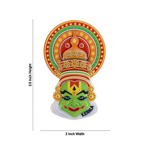 Kathakali Head Fridge Magnet - 3.5 X 2 Inches | Kathakali Face Picture Magnet/ Photo Magnet For Home Decor - Fridge Magnet