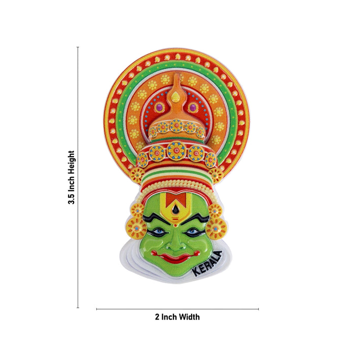 Kathakali Head Fridge Magnet - 3.5 X 2 Inches | Kathakali Face Picture Magnet/ Photo Magnet For Home Decor - Fridge Magnet