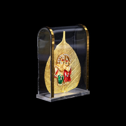 Radha Krishna Murti Doom - 3 X 2 Inches | Leaf With Radha Krishna Idol/ Lucky Radha Krishna Statue For Home - Table Stand Accessories