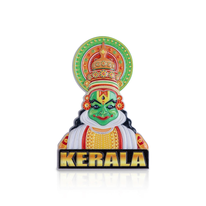 Kathakali Head Fridge Magnet - 3 X 2 Inches | Kathakali Face Picture Magnet/ Photo Magnet For Home Decor - Fridge Magnet