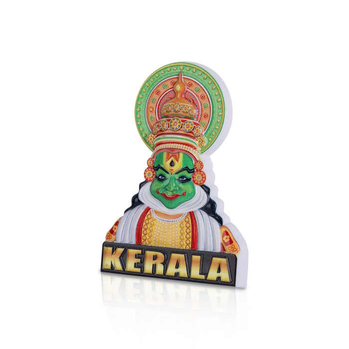 Kathakali Head Fridge Magnet - 3 X 2 Inches | Kathakali Face Picture Magnet/ Photo Magnet For Home Decor - Fridge Magnet