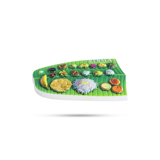 Kerala Food In Banana Leaf Fridge Magnet - 2 X 3.25 Inches | Banana Leaf Sadya Picture Magnet For Home Decor - Fridge Magnet