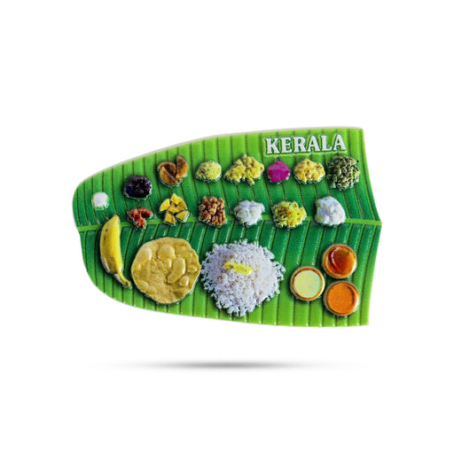 Kerala Food In Banana Leaf Fridge Magnet - 2 X 3.25 Inches | Banana Leaf Sadya Picture Magnet For Home Decor - Fridge Magnet