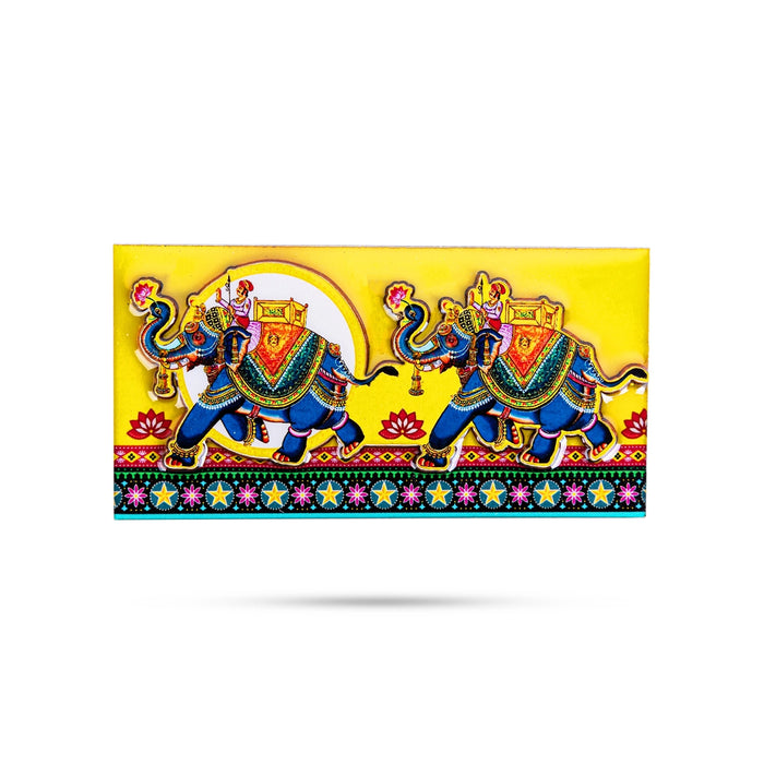 Ambari Elephants Fridge Magnet - 2 X 4 Inches | Picture Magnet/ Photo Magnet For Traditional Decor - Fridge Magnet