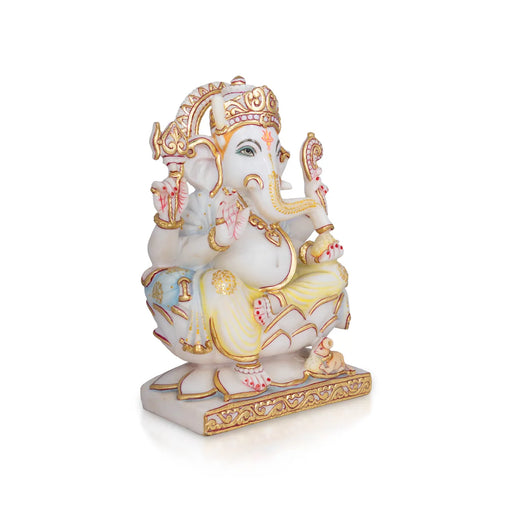 Ganesha Murti- 12 x 7.5 Inches | Marble Idol/ Ganapathi Statue/ Vinayaka Idol for Pooja - Stone Murties