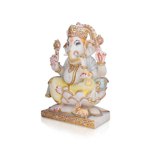 Ganesha Murti- 12 x 7.5 Inches | Marble Idol/ Ganapathi Statue/ Vinayaka Idol for Pooja - Stone Murties