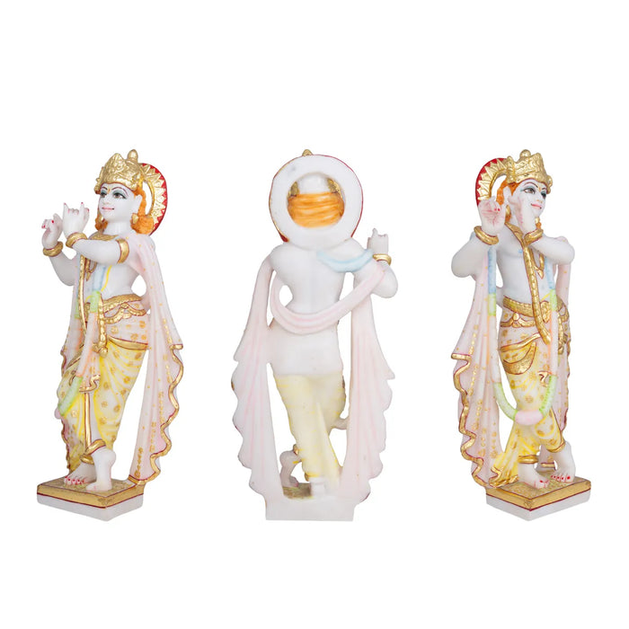 Radha Krishna Standing On Base Murti - 14 x 6 Inches | Marble Idol / Radha Krishna Statue For Home - Fibre Murties