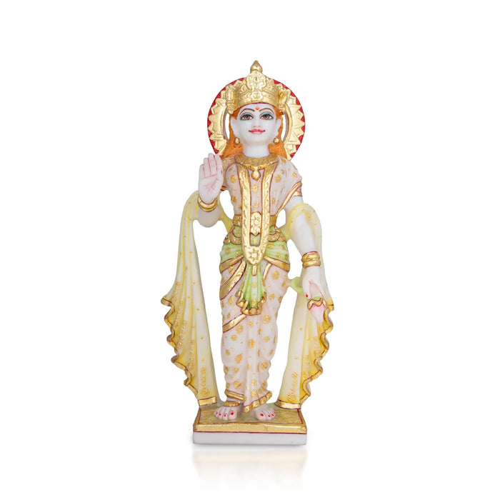 Radha Krishna Standing On Base Murti - 14 x 6 Inches | Marble Idol / Radha Krishna Statue For Home - Fibre Murties