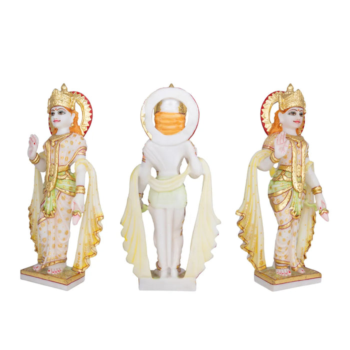 Radha Krishna Standing On Base Murti - 14 x 6 Inches | Marble Idol / Radha Krishna Statue For Home - Fibre Murties