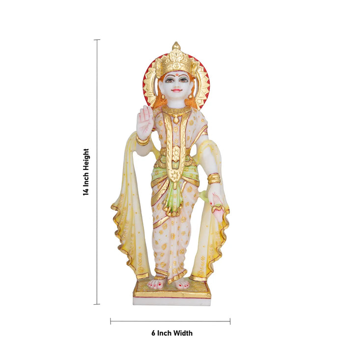 Radha Krishna Standing On Base Murti - 14 x 6 Inches | Marble Idol / Radha Krishna Statue For Home - Fibre Murties
