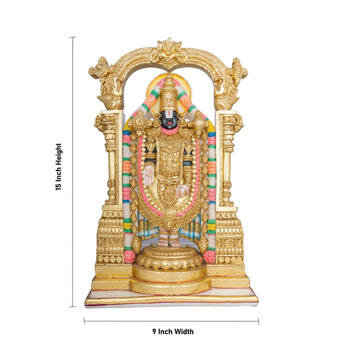 Tirupati Balaji Murti - 15 x 9 Inches | Marble Idol / Tirupathi Balaji Statue / Tirupati Balaji Idol for Pooja - Resin Murties