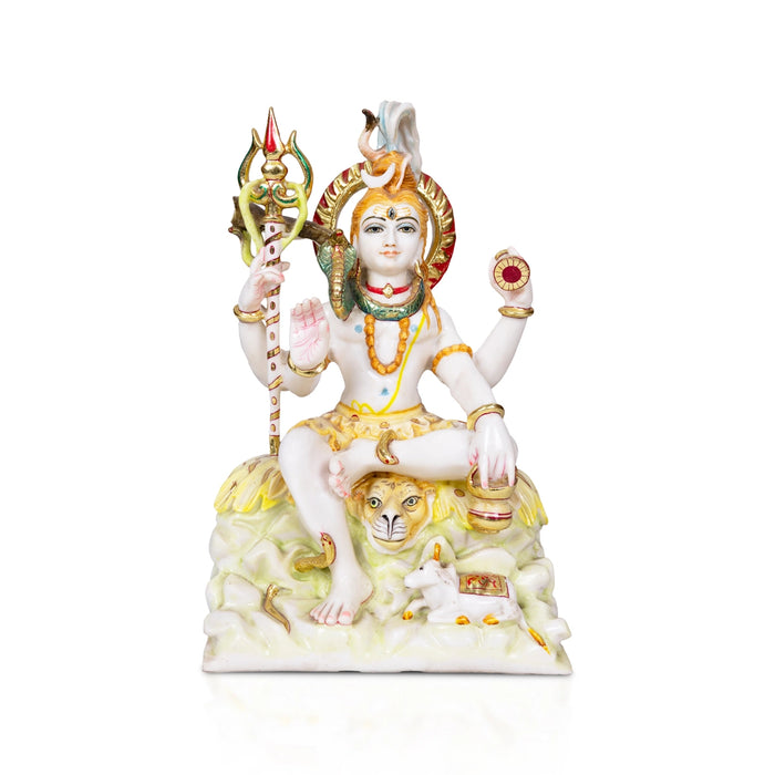 Shivan Sitting on base Murti - 18 x 10.5 Inches | Marble Idol/ Shiva Lingam Statue / Shivling For Pooja - Stone Murties