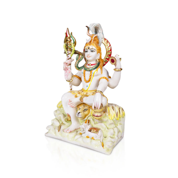 Shivan Sitting on base Murti - 18 x 10.5 Inches | Marble Idol/ Shiva Lingam Statue / Shivling For Pooja - Stone Murties