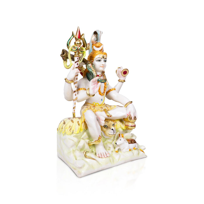Shivan Sitting on base Murti - 18 x 10.5 Inches | Marble Idol/ Shiva Lingam Statue / Shivling For Pooja - Stone Murties