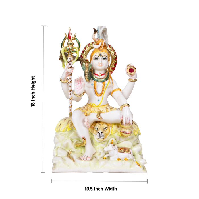 Shivan Sitting on base Murti - 18 x 10.5 Inches | Marble Idol/ Shiva Lingam Statue / Shivling For Pooja - Stone Murties