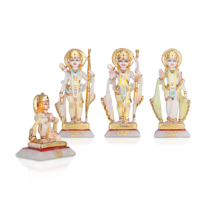 Ram Darbar Murti Set - 9 x 3.5 Inches | Marble Statue/ Sita Ram Laxman Hanuman/ Ram Darbar Idol for Pooja - Fibre Murties