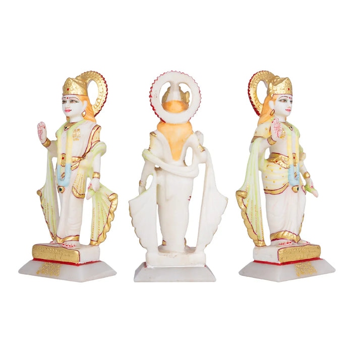 Ram Darbar Murti Set - 9 x 3.5 Inches | Marble Statue/ Sita Ram Laxman Hanuman/ Ram Darbar Idol for Pooja - Fibre Murties