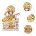 Saraswati Sitting On Base Murti - 9 x 6.5 Inches | Marble Idol / Saraswathy Statue For Home Pooja Décor - Fibre Murties
