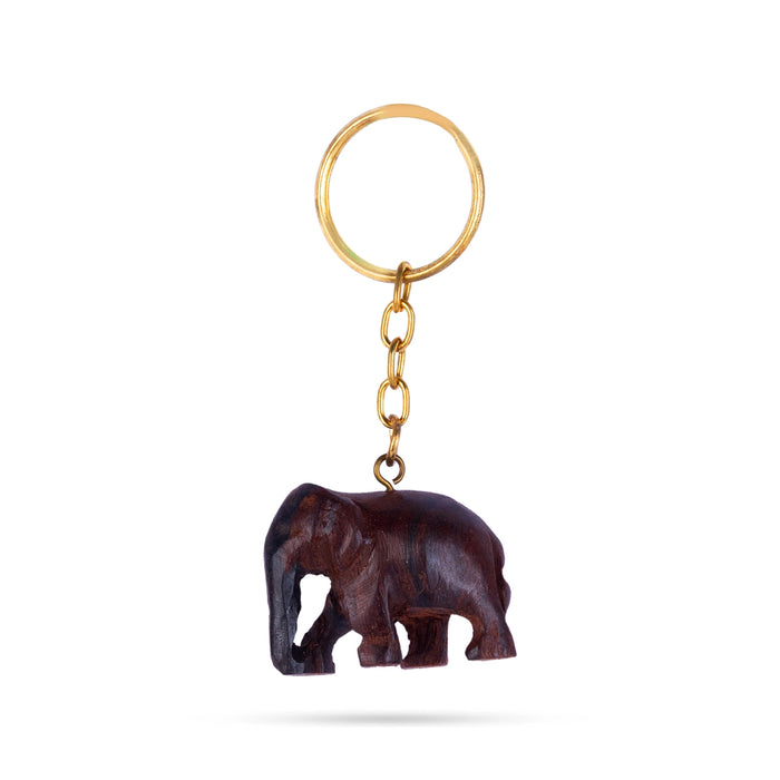 Elephant Design Key Chain - 1 x 1.5 Inches | Rose wood Key Holder/ Key Ring for Car And Bike - Key Chain & Key Holder