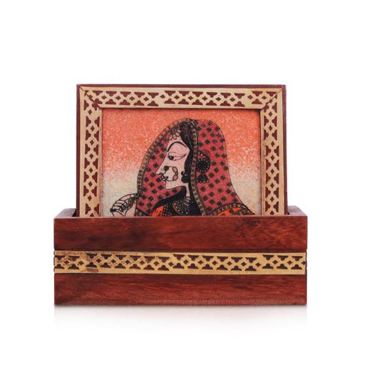 Wooden Coaster Set - Square 4 Inches | Decorative Coaster/ Sheesham Wood Coaster for Home - Table Stand Accessories