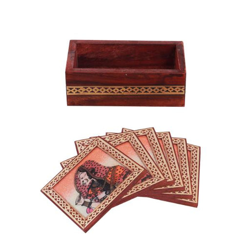 Wooden Coaster Set - Square 4 Inches | Decorative Coaster/ Sheesham Wood Coaster for Home - Table Stand Accessories