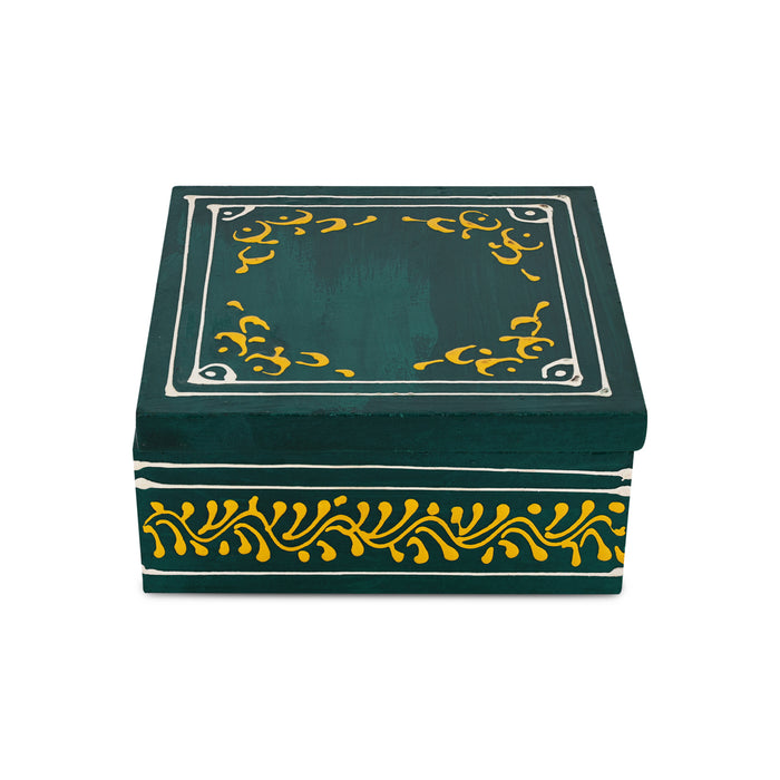 Tea Coaster Set With Box- 2 X 4.5 Inches | Painted Cup Coaster/ Table Coaster/ Wooden Coaster For Dining Table - Table Stand Accessories