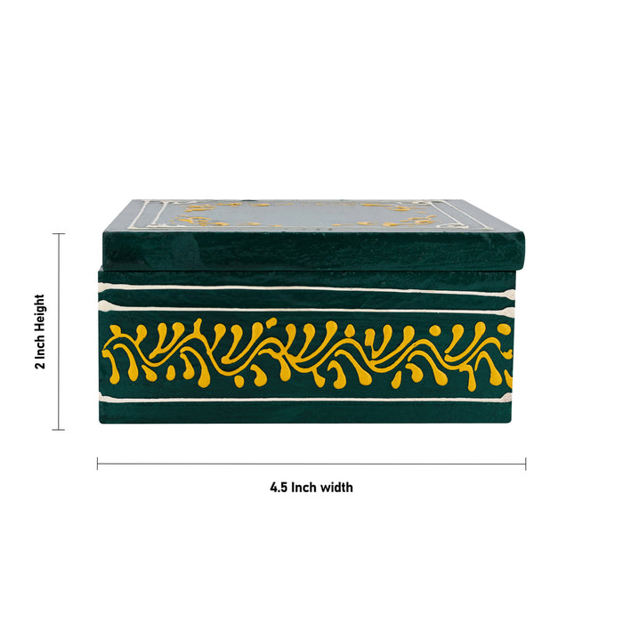 Tea Coaster Set With Box- 2 X 4.5 Inches | Painted Cup Coaster/ Table Coaster/ Wooden Coaster For Dining Table - Table Stand Accessories