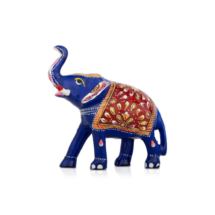 Elephant Statue - 4 x 3.5 Inches | Metal Statue/ Painted Elephant Figurine/ Elephant Sculpture for Home