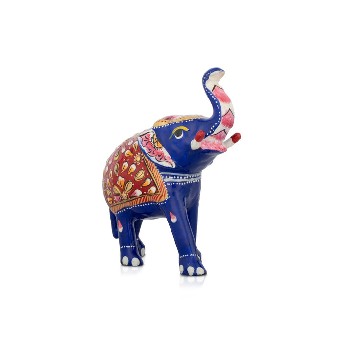 Elephant Statue - 4 x 3.5 Inches | Metal Statue/ Painted Elephant Figurine/ Elephant Sculpture for Home