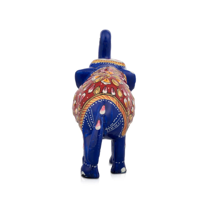 Elephant Statue - 4 x 3.5 Inches | Metal Statue/ Painted Elephant Figurine/ Elephant Sculpture for Home