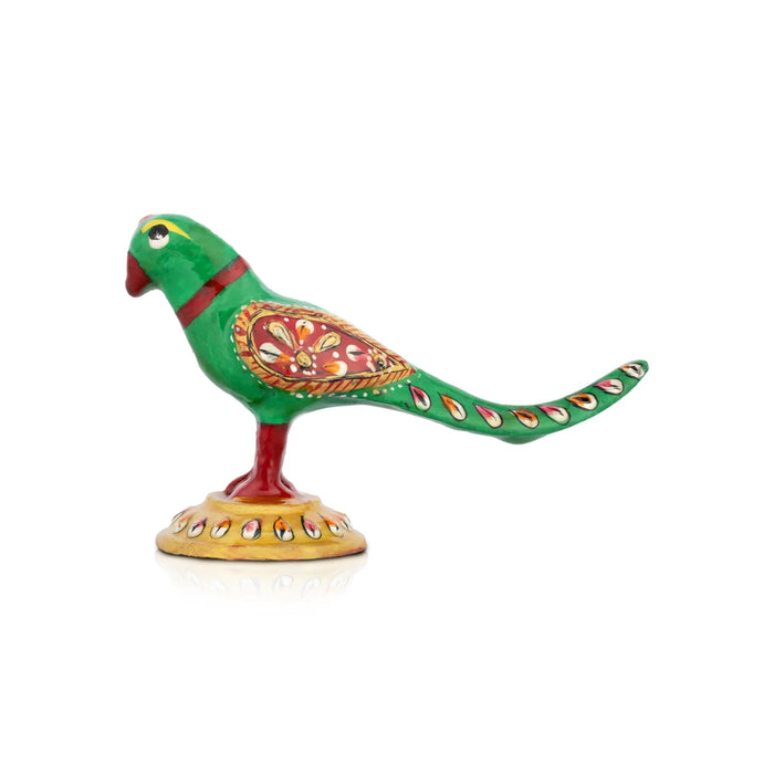 Parrot Statue - 2.5 x 4 Inches | Metal Statue/ Painted Parrot Figurine/ Parrot Sculpture for Home